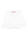La Stupenderia Ribbed-knit Button Cardigan In White