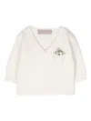 La Stupenderia Ribbed-knit V-neck Cardigan In White
