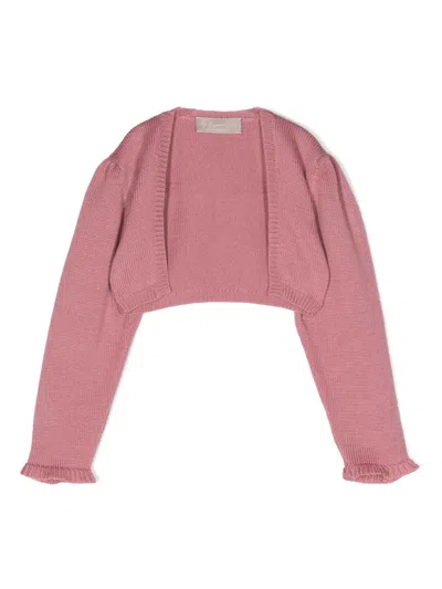 La Stupenderia Kids' Ribbed-trim Cashmere Cardigan In Pink