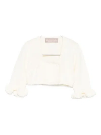 La Stupenderia Babies' Ruffled Cardigan In Neutral