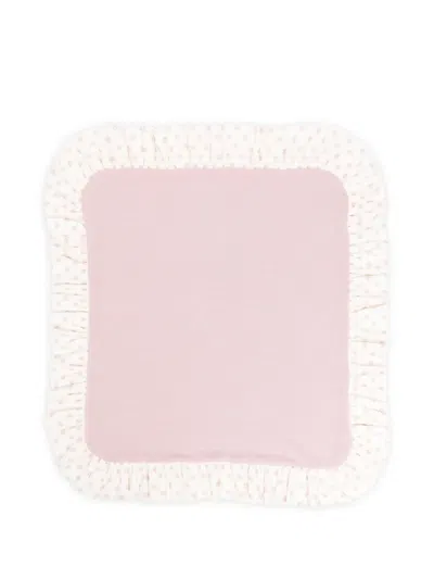 La Stupenderia Ruffled Floral-print Blanket In Pink