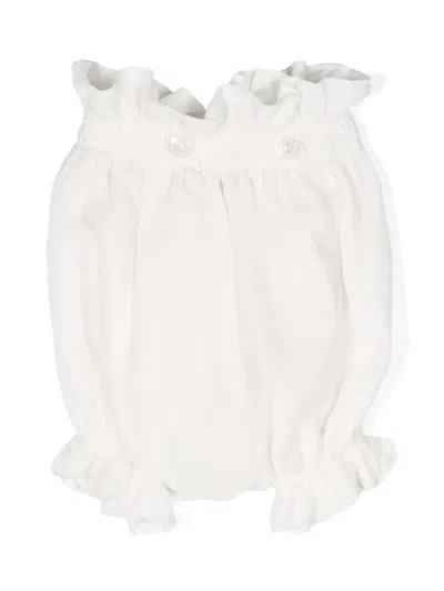 La Stupenderia Babies' Ruffled Silk-velvet Bloomers In White