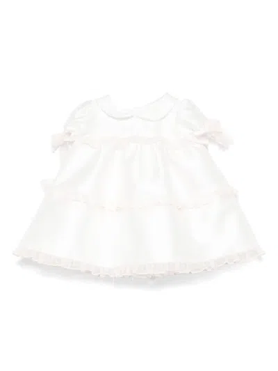 La Stupenderia Babies' Ruffled-trim Dress Set In White