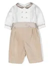 La Stupenderia Satin-trim Double-button Romper In Neutrals