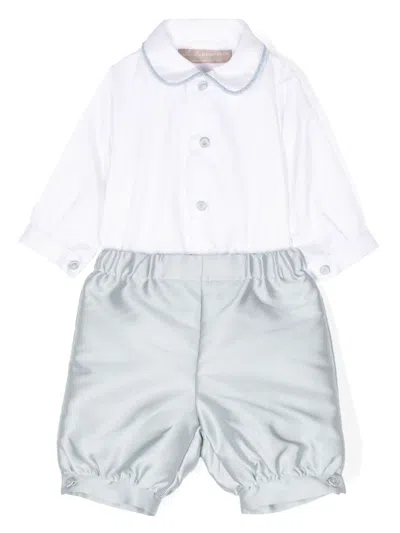 La Stupenderia Babies' Satin Trousers Set In White