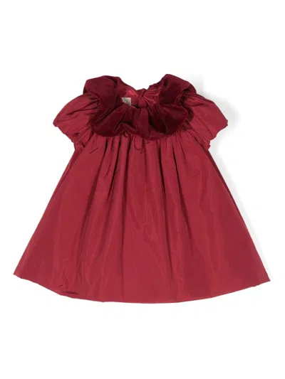 La Stupenderia Babies' Scallop-collar Dress In Red