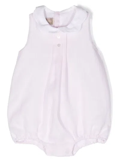 La Stupenderia Babies' Scallop-collar Linen Romper In Pink
