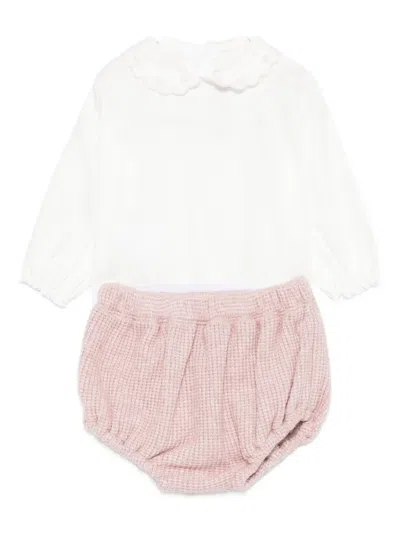 La Stupenderia Scalloped-collar Babygrow In Pink