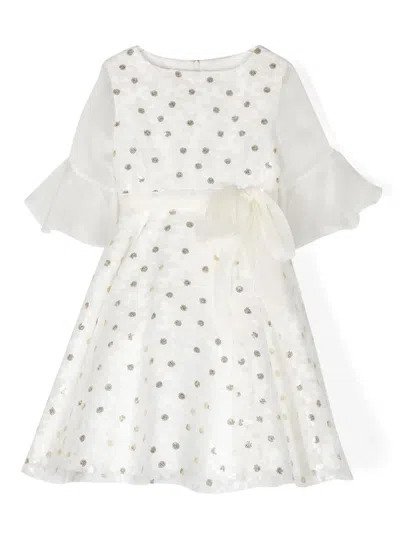 La Stupenderia Kids' Sequin-embellished Dress In White