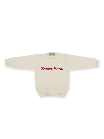 La Stupenderia Babies' Slogan-embroidered Sweater In Nude
