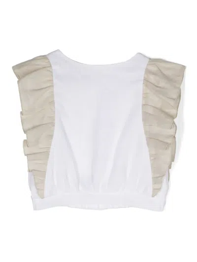 La Stupenderia Kids' Slub-texture Linen Top In Neutrals