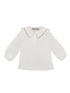 La Stupenderia Smock-embroidery Polo Top In Weiss