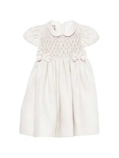 La Stupenderia Babies' Smocked Bow Dress In Neutral