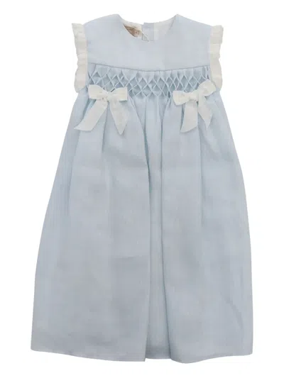 La Stupenderia Kids' Smocked Ruffled Dress In Blue