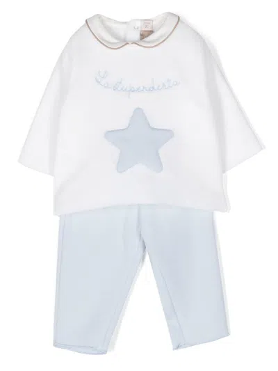La Stupenderia Babies' Star-patch Tracksuit Set In Light Blue