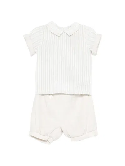 La Stupenderia Striped Collared Babywear In Neutral