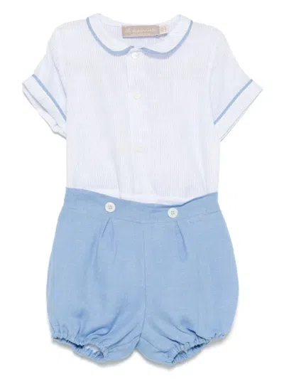 La Stupenderia Babies' Striped Shorts Set In Blue