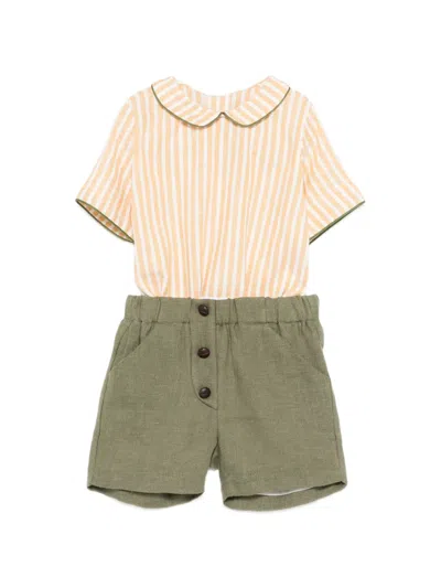 La Stupenderia Babies' Striped Shorts Set In Multi