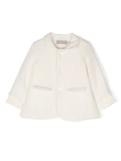 La Stupenderia Babies' Velvet Single-breasted Coat In White