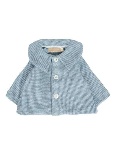 La Stupenderia Babies' Textured-waffle Cardigan In Blue
