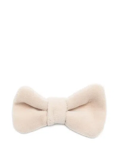 La Stupenderia Babies' Velvet Bow Tie In Neutral
