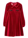 La Stupenderia Velvet Flat Collar Dress In Red