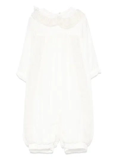 La Stupenderia Babies' Velvet Rompers In White