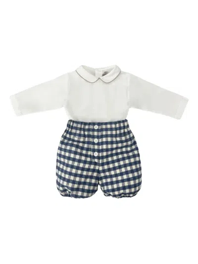 La Stupenderia Vichy-pattern Babygrow Set In White
