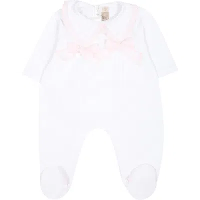 La Stupenderia White Babygrow For Baby Girl With Bows