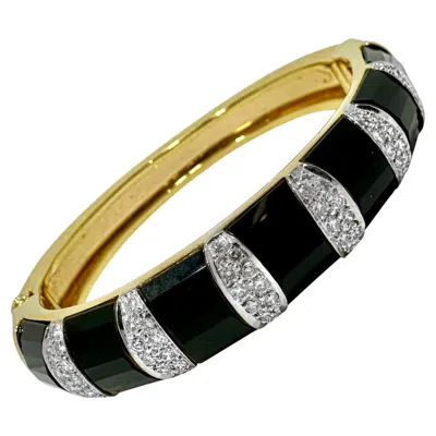 Pre-owned La Triomphe Tailored 18k Gold, Onyx And Diamond Bracelet By  In Black