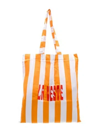 Pre-owned La Veste Canvas Tote In Orange