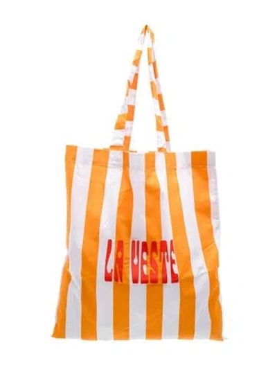 Pre-owned La Veste Canvas Tote In Orange