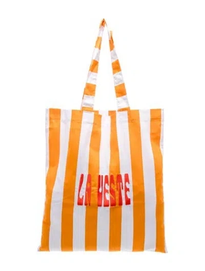 Pre-owned La Veste Canvas Tote In Orange