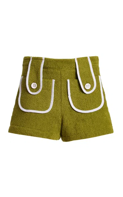 La Veste Carambola Cotton Mini Shorts In Green