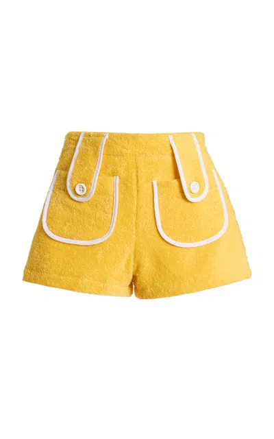 La Veste Carambola Cotton Mini Shorts In Yellow