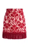 La Veste Cher Flocked Wool Mini Skirt In Red
