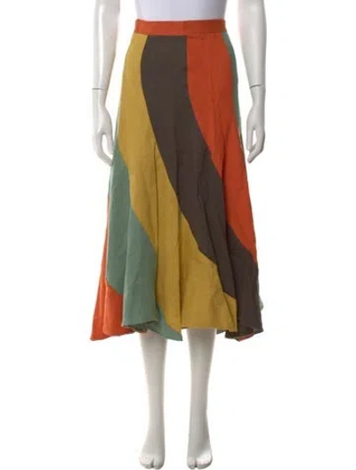 Pre-owned La Veste Colorblock Pattern Midi Length Skirt In Multi