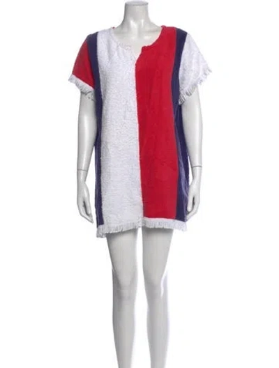 Pre-owned La Veste Colorblock Pattern Mini Dress In Red