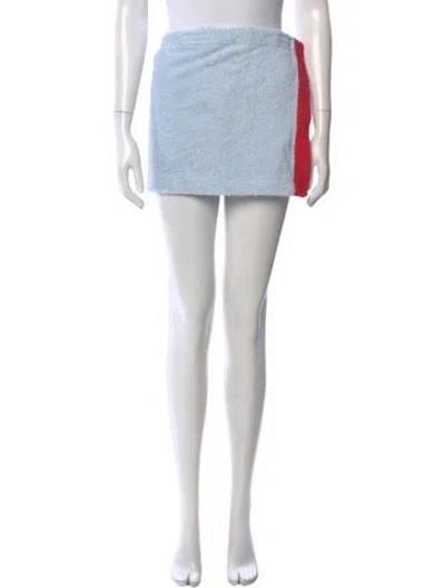 Pre-owned La Veste Colorblock Pattern Mini Skirt In Blue