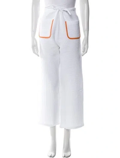 Pre-owned La Veste Colorblock Pattern Wide Leg Pants In White