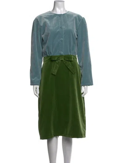 Pre-owned La Veste Crew Neck Midi Length Dress W/ Tags In Green