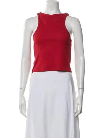 Pre-owned La Veste Crew Neck Sleeveless Crop Top In Red