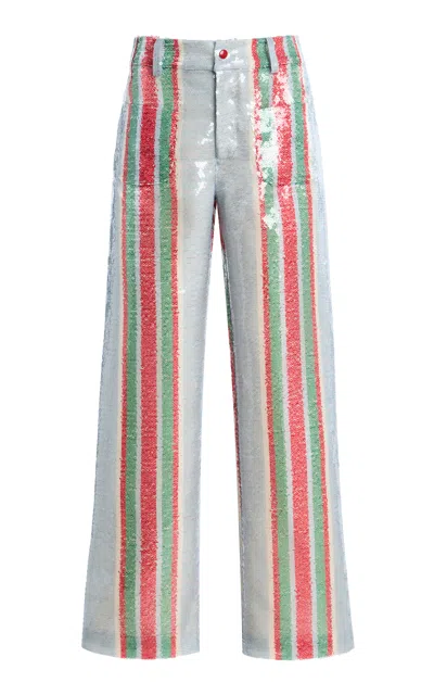 La Veste Exclusive La Isla Pippi Sequinned Straight-leg Pants In Gray