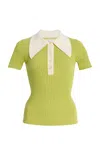 La Veste Exclusive Riviera Knit Cotton Polo Shirt In Green