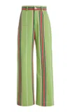 La Veste Exclusive Riviera Pippi Striped Cotton Pants In Green