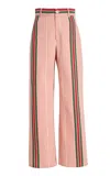 La Veste Exclusive Riviera Pippi Striped Cotton Pants In Pink