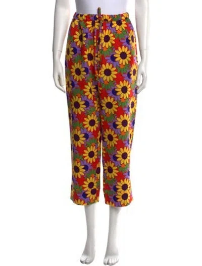 Pre-owned La Veste Floral Print Wide Leg Pants In Multi