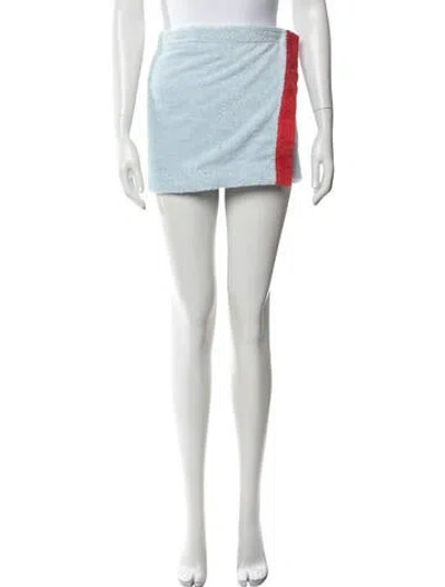 Pre-owned La Veste Fringe Trim Accent Mini Skirt In Blue