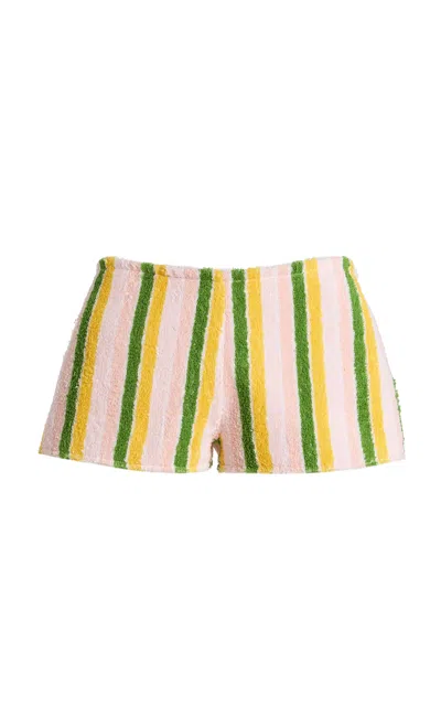 La Veste Harbor Striped Cotton Mini Shorts In Multi