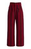 La Veste Jason Striped Wool Pants In Red